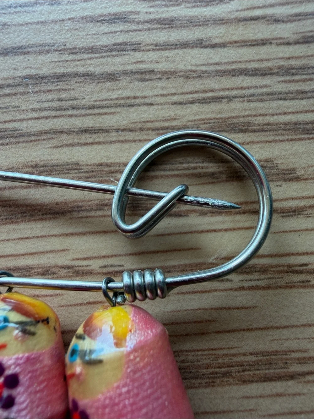 Pink Matryoshka Doll Charm Safety Pin Keychain